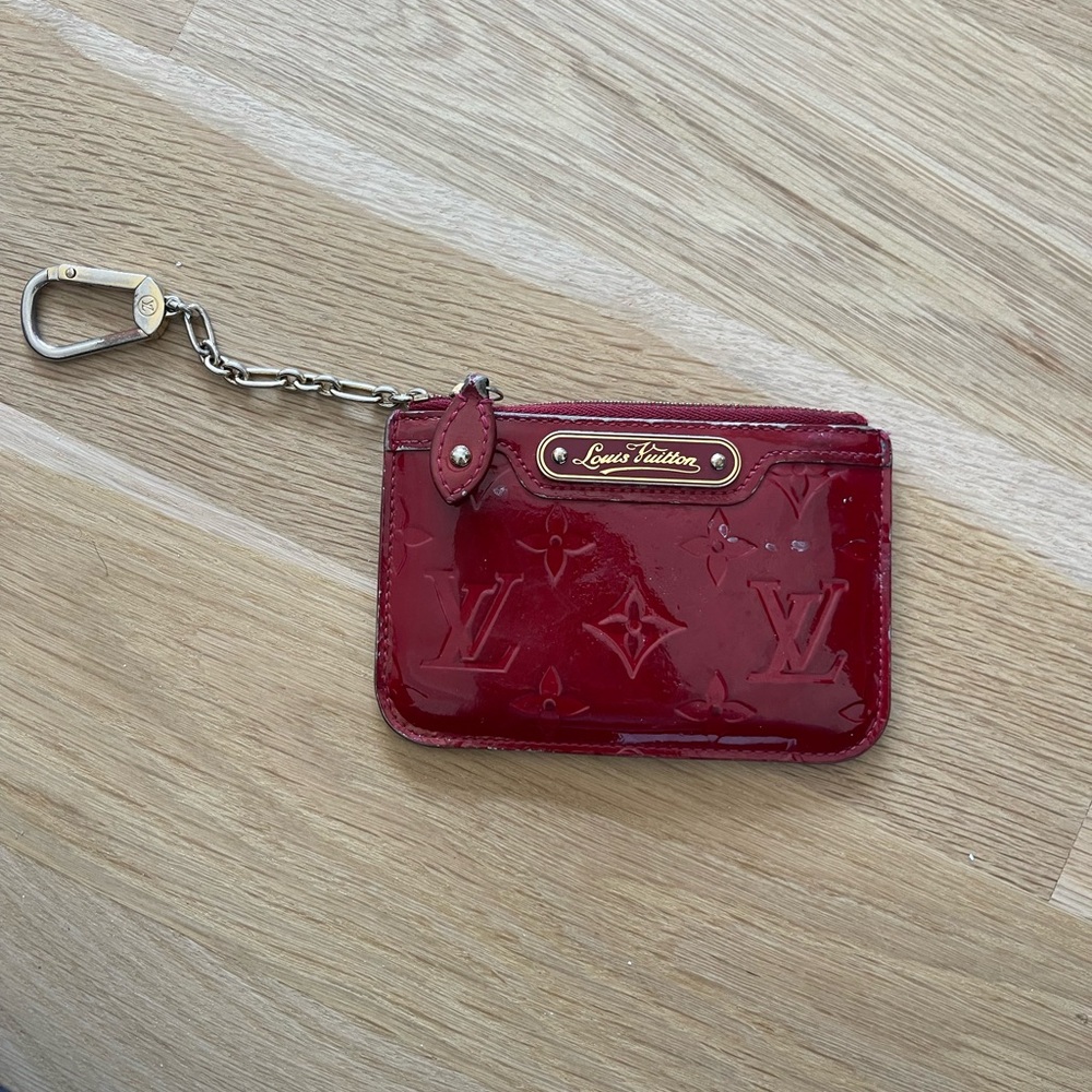 Louis Vuitton Red Patent Leather Card Holder Keychain